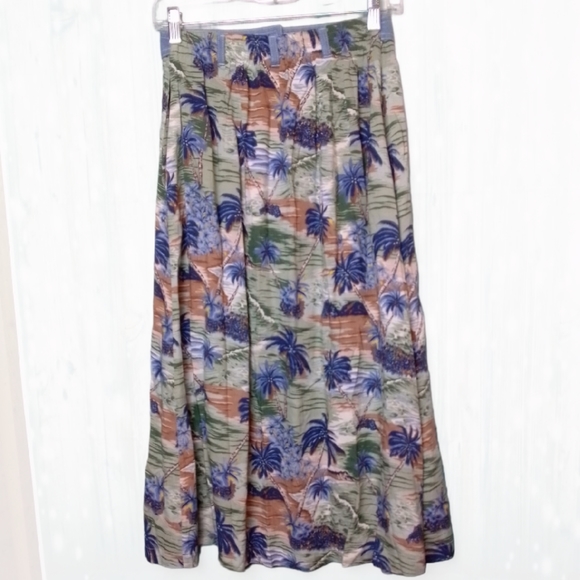 New look petities Hawaiian print maxi button down skirt Petitie medium - Picture 2 of 9